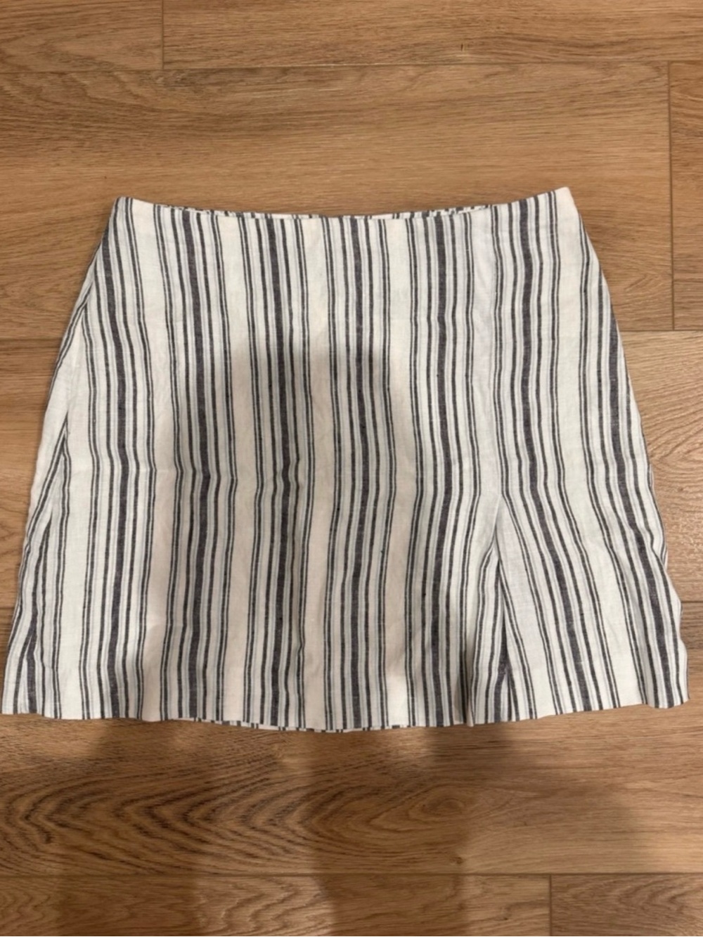 Madewell Black and White Vertical Stripe Mini Skirt